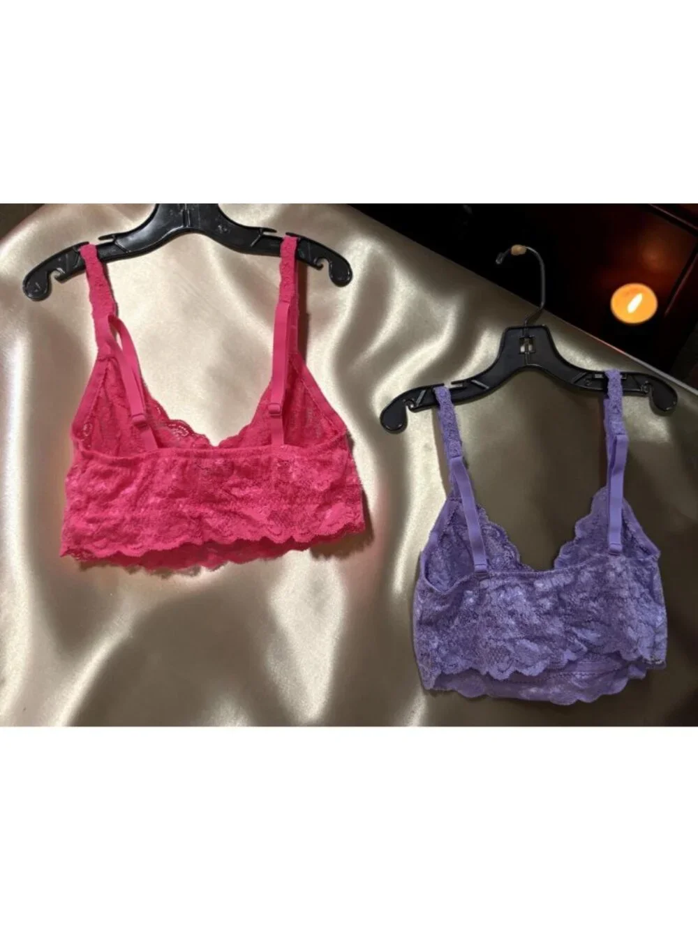 Cosabella 2 pack Lace Pink/Purple Size L Bralette Made in Italy  NEW WO TAGS!